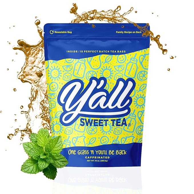 Y'all Sweet Tea - Iced Tea Bags One Gallon Size in 10 Gallons Per Pack Quick Brew Authentic