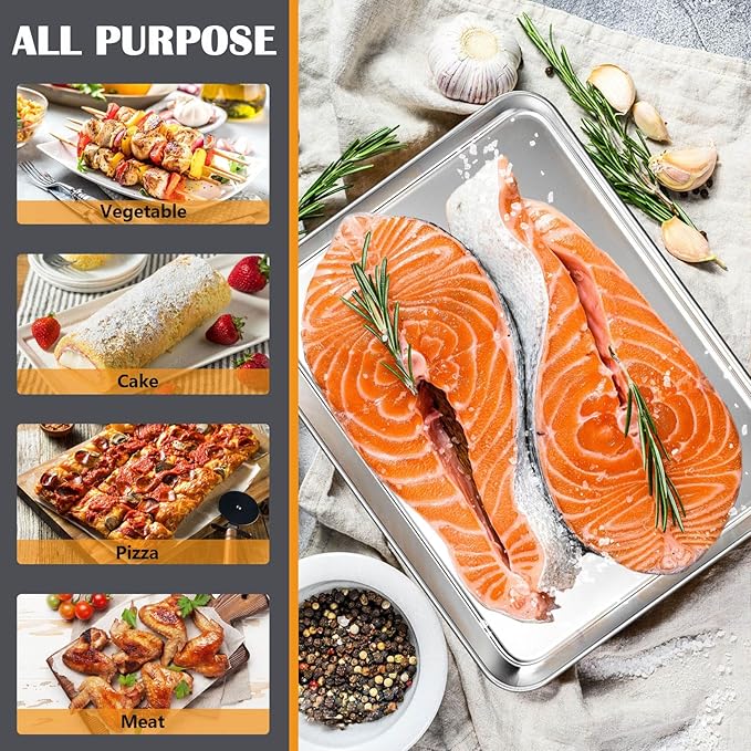 2Pcs Baking Sheet Pan Set, Joyfair Stainless Steel Cookie Sheets, Commercial Metal Pans Toaster
