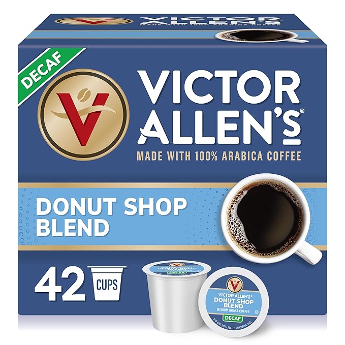 Victor Allen's Coffee Decaf Donut Shop Blend, Medium Roast, 42 Count, Single Serve Coffee Pods for