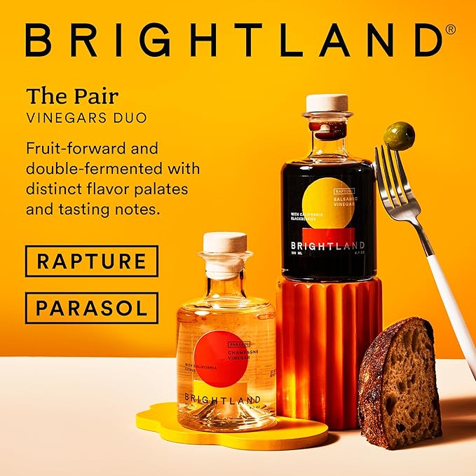 Brightland The Pair, Balsamic Vinegar & Champagne Vinegar Duo - Artisinal Vinegars Perfect for