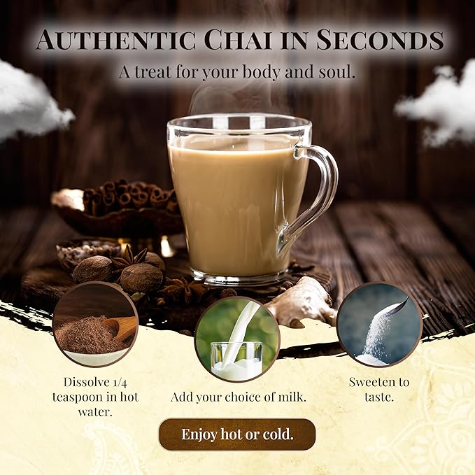 Blue Lotus Chai - Golden Rooibos Flavor Masala Chai - Makes 65 Cups - 2 Ounce Masala Spiced Chai