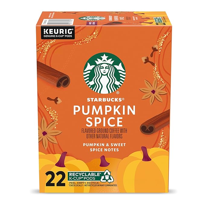 Starbucks K-Cup Coffee Pods, Pumpkin Spice Flavored for Keurig Coffee Makers, 100% Arabica, Limited