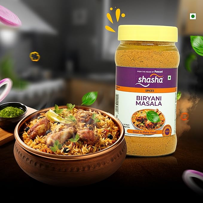 SHASHA Biryani Masala Seasoning Mix – 3.52 oz (Pack of 3) – Perfect for Chicken, Meat & Vegetable