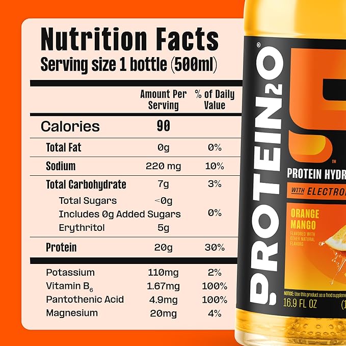 Protein2o Hydration Drink - 2-in-1 Liquid Clear Whey Protein Isolate and Electrolyte Drink - 20g