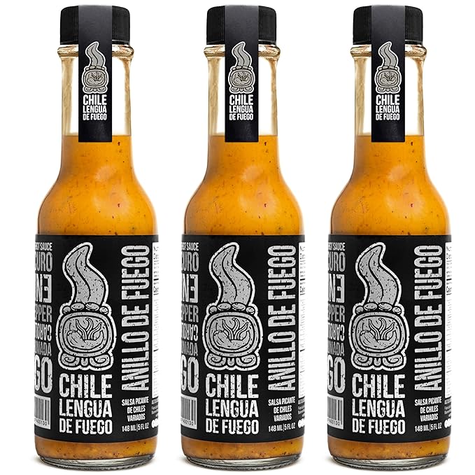 Hot Sauce | Chile Lengua de Fuego (Pack of 3, Anillo de Fuego) – Ultra-Hot Gourmet Sauce with