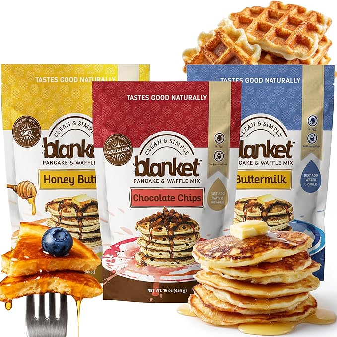 Blanket Pancakes and Waffle Mix ??Variety Pack - Just Add Water, No Preservatives ??Clean Breakfast