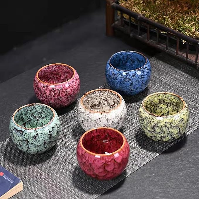 MQjzsh Chinese Japanese Traditional Ceramic Tea Cups, Mini Ceramic Kung Fu Tea Cups, Mate Cup Set