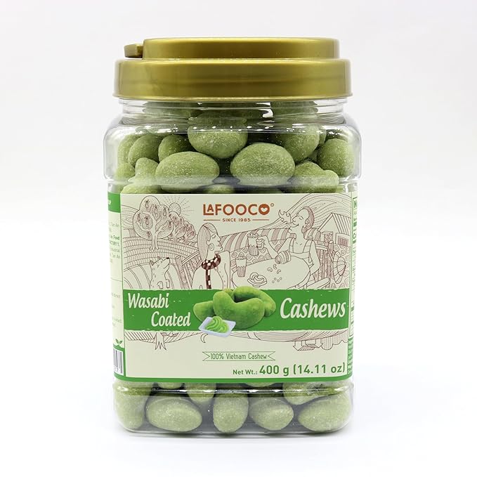 LAFOOCO Cashews, 100% Natural, Vegan Snacks, Great Gift, Resealable Jar, Halal, BRCGS (14.11 oz)
