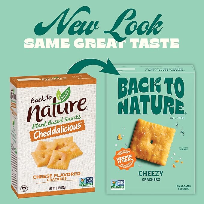 Back to Nature - Cheezy Crackers - Seriously Tasty Cheese Flavored Square Crackers - Wheat Flour