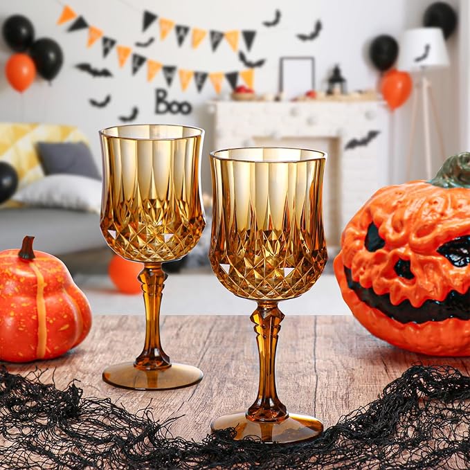 XUWAIDSGN 7oz Plastic Vintage Wine Glasses Drinking Glasses Unbreakable Wedding Glassware Crystal