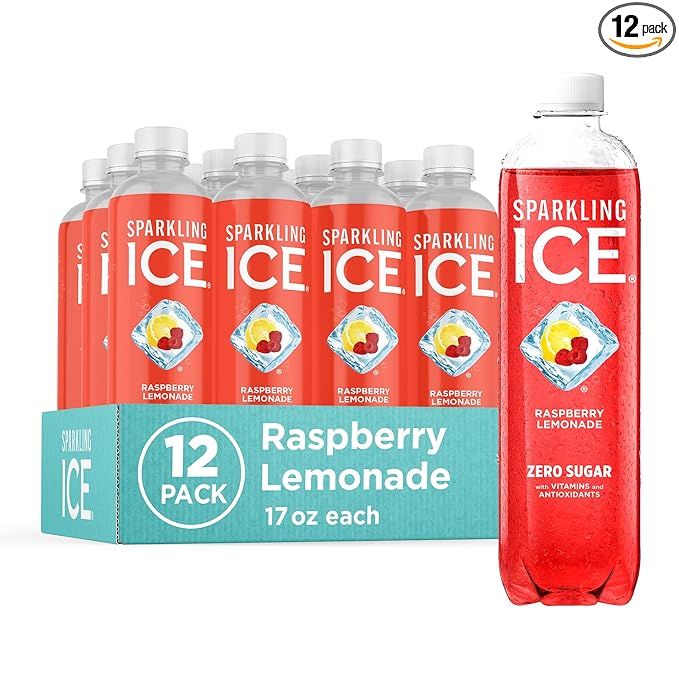 Sparkling Ice, Raspberry Lemonade Sparkling Water, Zero Sugar Flavored Water, with Vitamins and