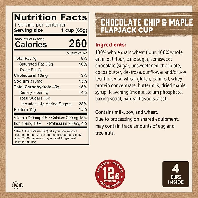 Kodiak Cakes Protein Pancake On The Go Flapjack Cups Mix; Buttermilk, Chocolate Chip, & S?셫ores