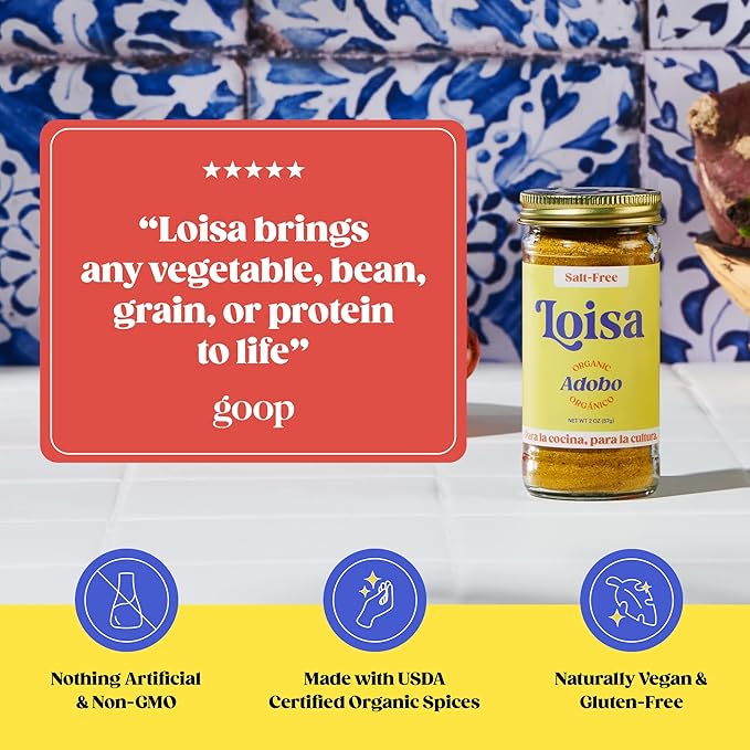 Loisa SALT-FREE Adobo Seasoning, USDA Organic, Non-GMO, No-MSG, No Preservatives, No Artificial