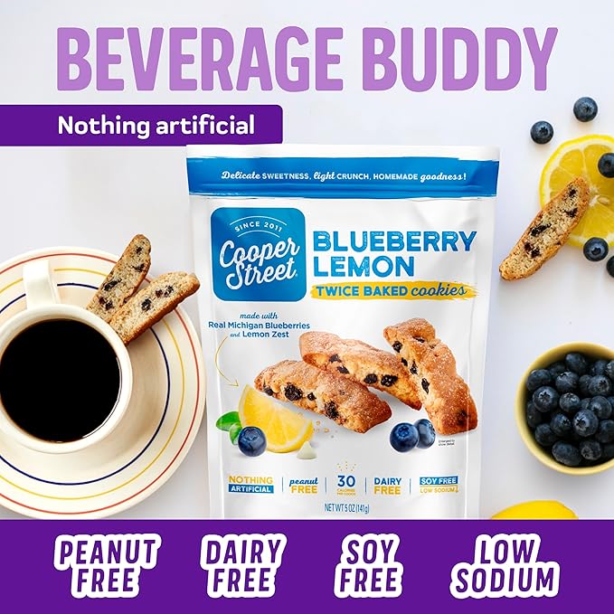 Cooper Street Cookies Twice Baked Italian Biscotti Cookies - Lemon Blueberry, Orange Cranberry and