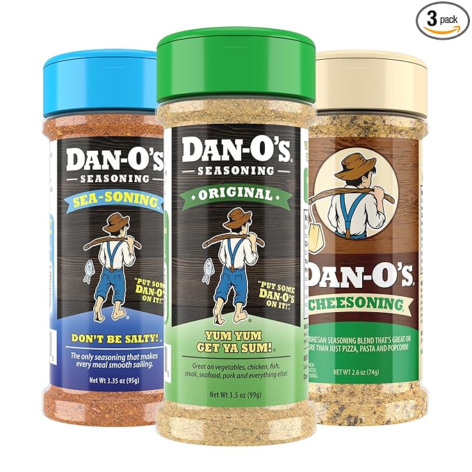 Dan-O's 3 Bottle Seasoning Set, Small Bottles, 3 Pack, Includes Cheesoning, SEA-soning and Original