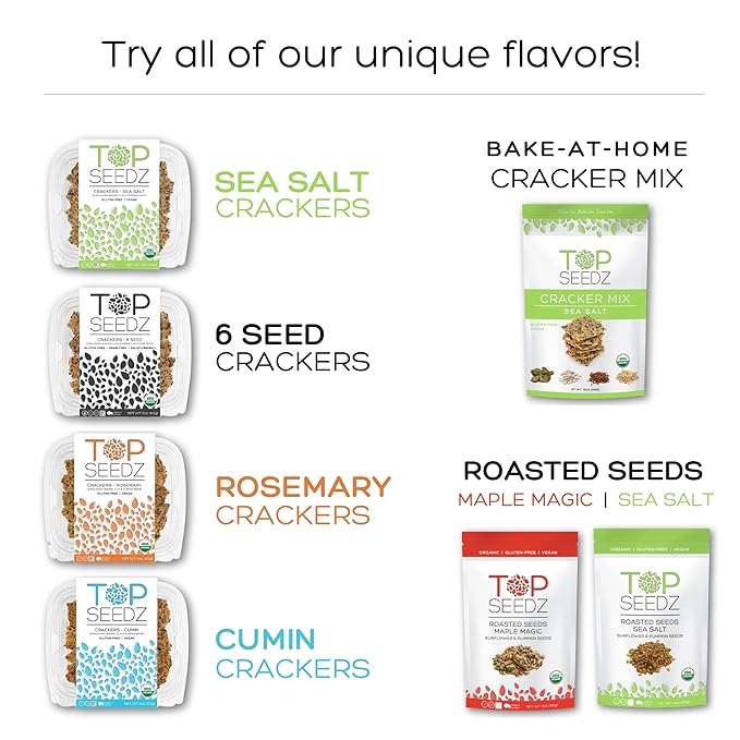 Top Seedz Organic Gluten Free Bake-at-Home Sea Salt Seed Crackers Mix | 2-Pack | 12 Ounces |