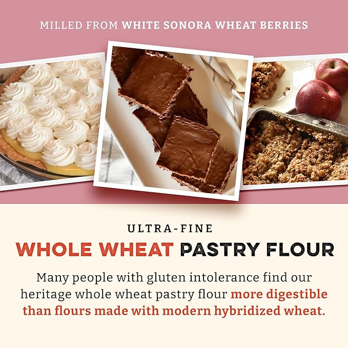 Sunrise Flour Mill USDA Organic Heritage Whole Wheat Pastry Flour - 5 lbs | Milled from White