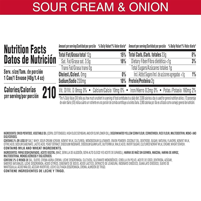 Pringles Potato Crisps Chips, Lunch Snacks, Office and Kids Snacks, Grab N' Go, Sour Cream and