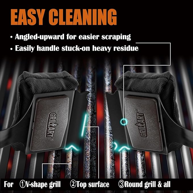GRILLART Bristle Free Grill Brush Kit, Reinforced Outdoor Grill Brushes, Safe Cleaning Tools with