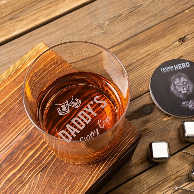 Whiskey Rocks Glass Father's Day Gift For Dad, Daddy's Sippy Cup Whiskey Glasses, Christmas