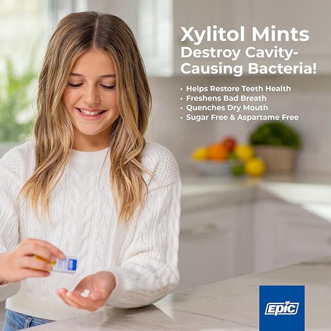 Epic 100% Xylitol Mints - Aspartame Free, Sugar Free - Peppermint Flavored Mints, 180 Pieces (Pack