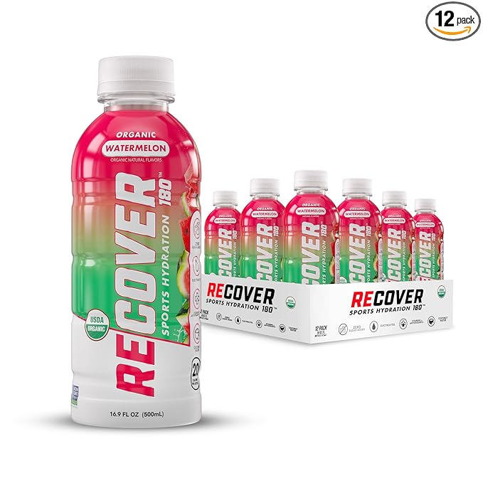 RECOVER 180 Organic Sports Hydration Drink, No Sugar Added, 20 Calorie Sports Beverage, Organic