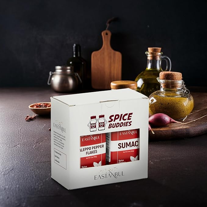 Aleppo Pepper and Sumac, Aleppo Pepper Flakes 5.3oz, Sumac Spice 6.4oz, Spice Set of Pul Biber and