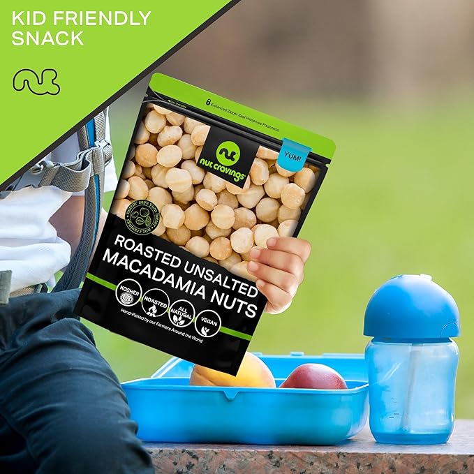 NUT CRAVINGS - Roasted Macadamia Nuts - No Shell, (16oz - 1 LB) Bulk Nuts Packed Fresh in