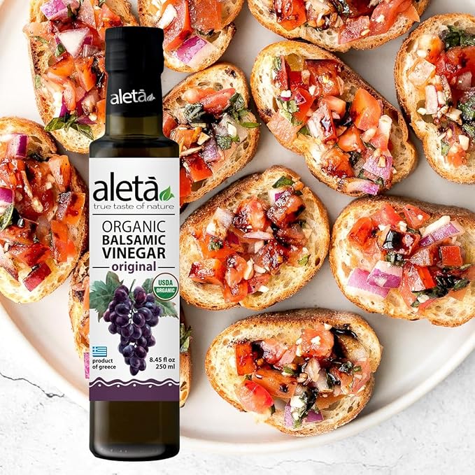 Aleta Farms Balsamic Vinegar, USDA Organic, Aged Flavored Vinegar, Perfect for Salad Dressings
