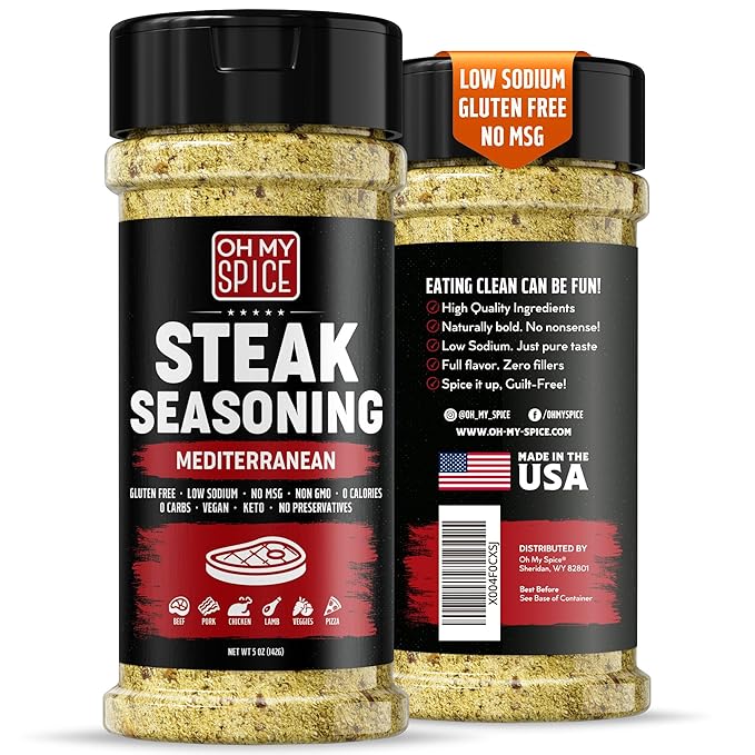 Steak Seasoning Pizza Seasoning Blend Mix - Gluten Free & Low Sodium Italian Seasonings for Beef &