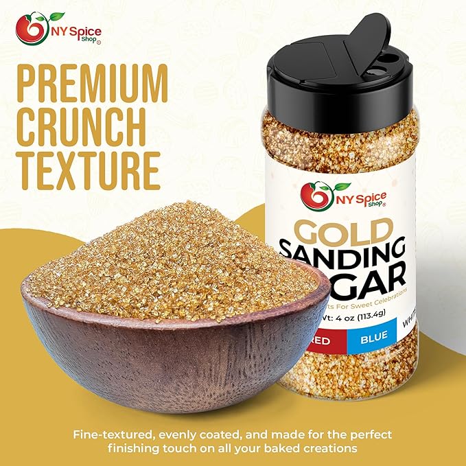 NY Spice Shop Golden Sanding Sugar - 4 Ounce Sweet Colorful Edible Sprinkles For Candy Dish - Sugar