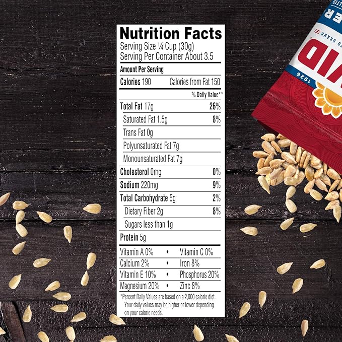 DAVID Roasted and Salted Sunflower Kernels, Original Flavor, 3.75oz.