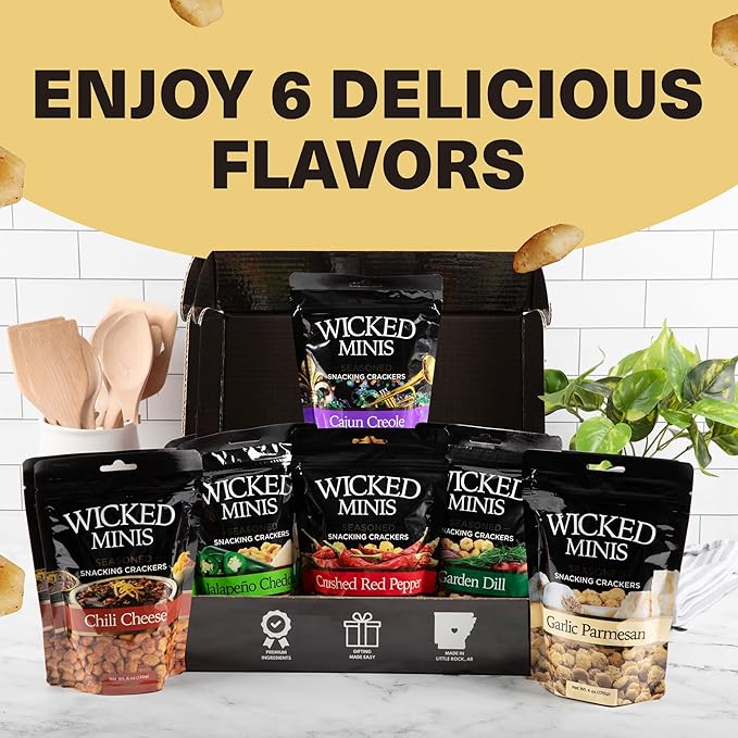Wicked Minis Soup & Oyster Crackers - Saltine & Salted Flavored Mini Puffed Soup, Savory Snacking