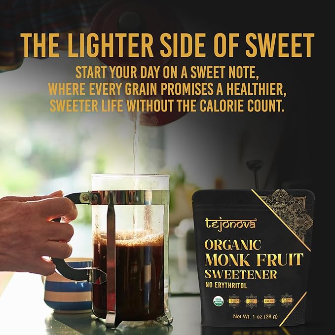 Organic Monk Fruit Powder, Pure Monk Fruit Sweetener No Erythritol, Monkfruit Sweetener Pure