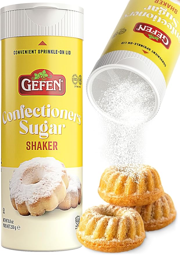 Gefen Confectioners Sugar Shaker, 8.8oz | Powdered Sugar Duster | Corn Free | Gluten Free | Premium