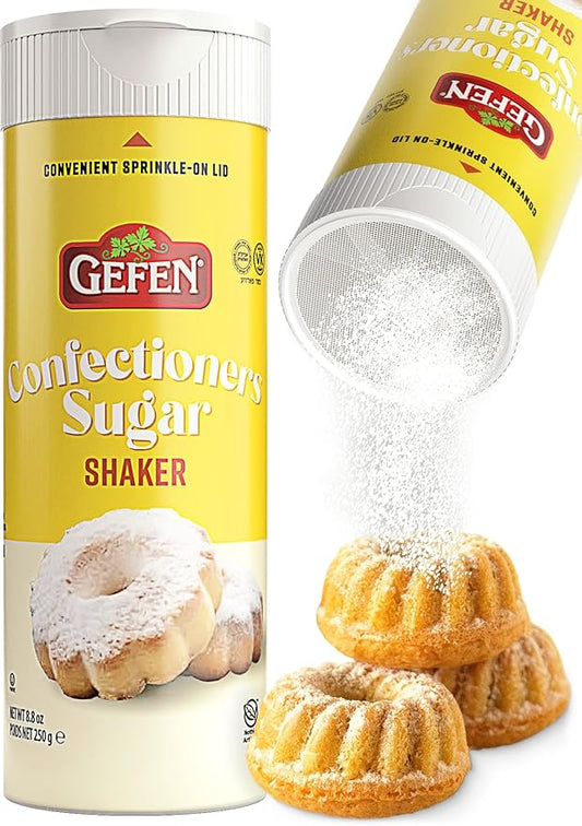 Gefen Confectioners Sugar Shaker, 8.8oz | Powdered Sugar Duster | Corn Free | Gluten Free | Premium