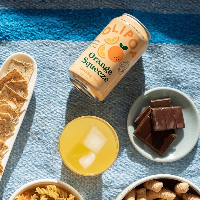 OLIPOP Prebiotic Soda Pop, Orange Squeeze, A New Kind of Soda Packed with Prebiotics, Fiber, and