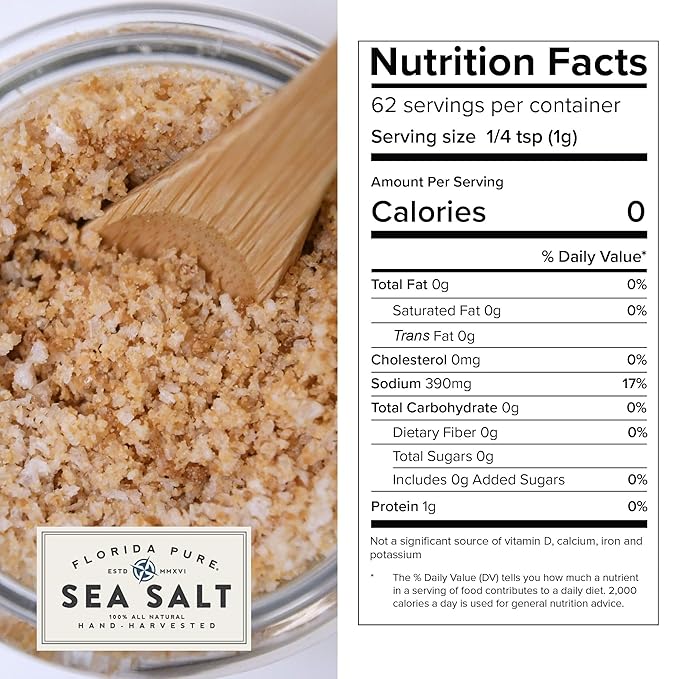 FLORIDA PURE Maple Bacon Sea Salt - Smoky Bacon Salt, 80+ Mineral Sea Salt Unrefined, Non Iodized
