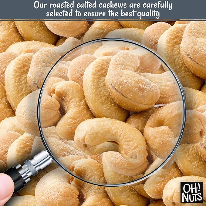 Oh! Nuts Cashews Roasted Salted - 1 lb - Oven Dry Roasted Cashews - Packed in New York Zip-Seal Bag