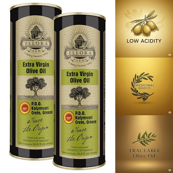 Ellora Farms, Single Estate Extra Virgin Olive Oil, PDO Crete, Greece, Traceable Olive oil, Kosher