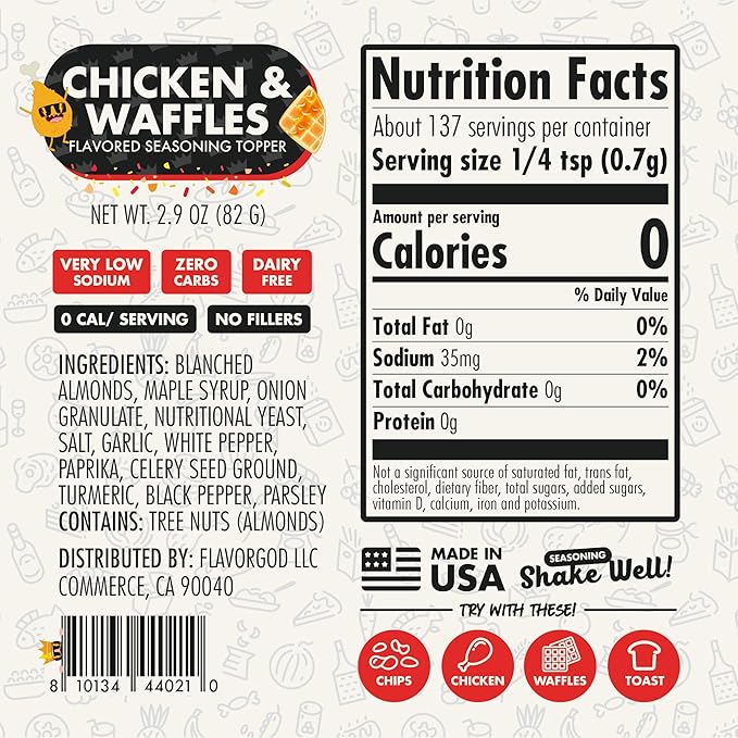 Chicken & Waffles Seasoning Topper Mix by Flavor God - Premium All Natural & Healthy Spice Blend