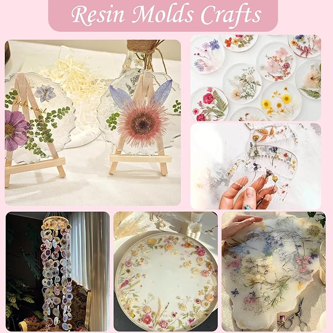 120P 4-Color Mixed Foliage Dried Flowers for Crafts, Real Natural Pressed Flowers for Resin Art