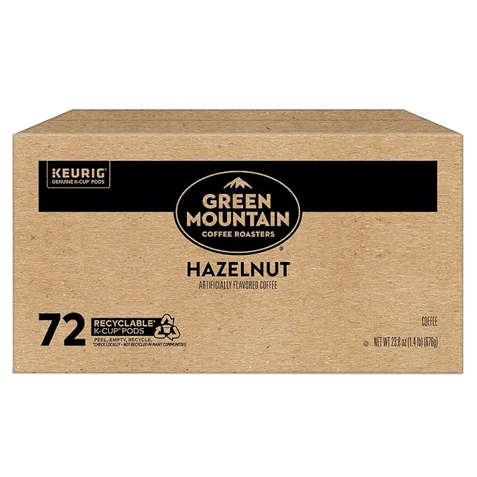 Green Mountain Coffee Roasters Hazelnut Keurig Single-Serve K-Cup pods, Light Roast Coffee, 72 Count