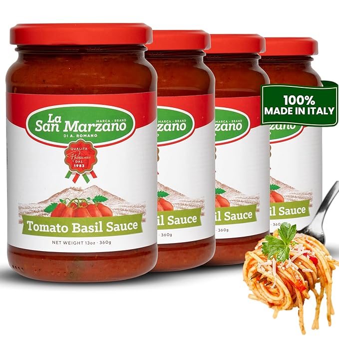 La San Marzano Tomato Basil Sauce, 13 oz, Pasta Sauce Made in Italy, All Purpose Tomato Premium