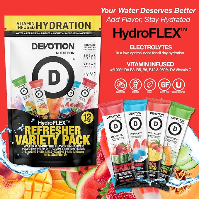 Devotion Nutrition HydroFLEX Water Flavoring Packets ??Sugar-Free Hydration with Vitamins &