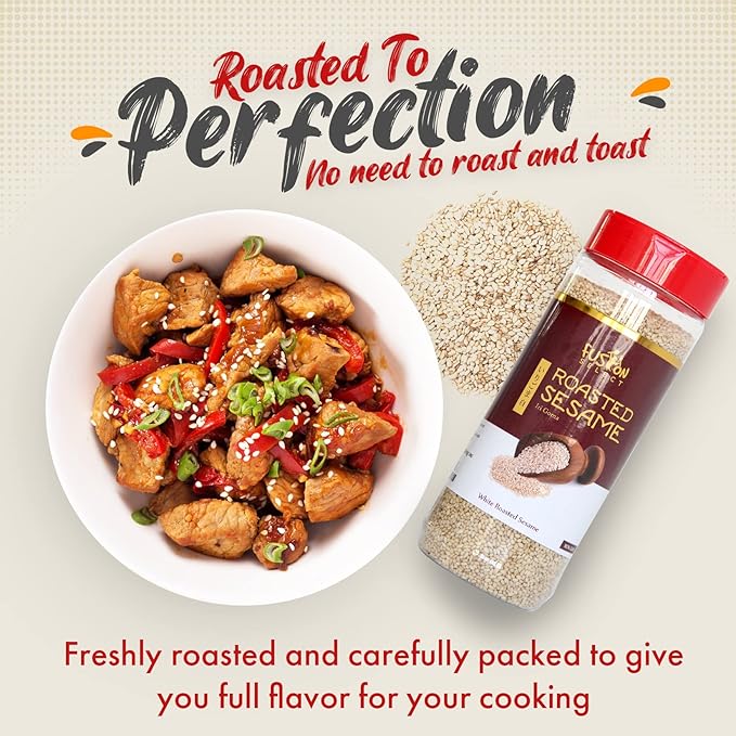 Fusion Select Roasted Black Sesame Seeds - Natural Toasted Sesame Seeds - Crispy, Crunchy, Nutty