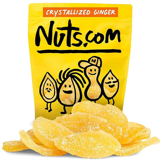 Nuts.com Crystallized Ginger Pieces - Premium Crystallized Ginger Slices - Spicy & Sweet Candied