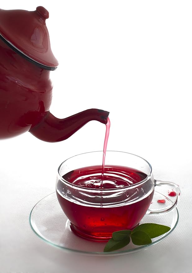 Hibiscus Tea 1LB (16Oz) 100% CERTIFIED Organic Hibiscus Flowers Herbal Tea (WHOLE PETALS), Caffeine