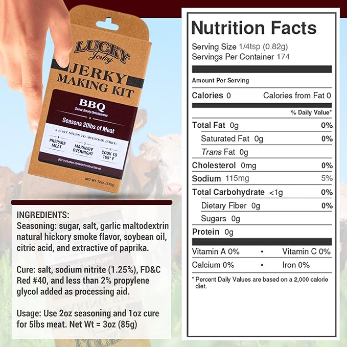 Lucky Jerky BBQ DIY Jerky Seasoning Kits - Seasons 20lbs of Meat