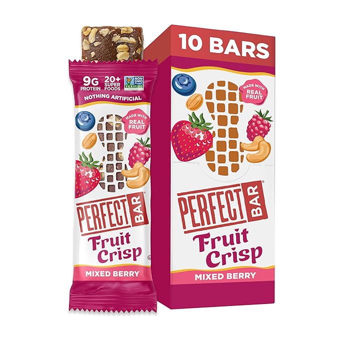 Perfect Bar Fruit Crisp, Mixed Berry Nut Butter Protein Bar, Protein Snack, Gluten Free, Soy Free
